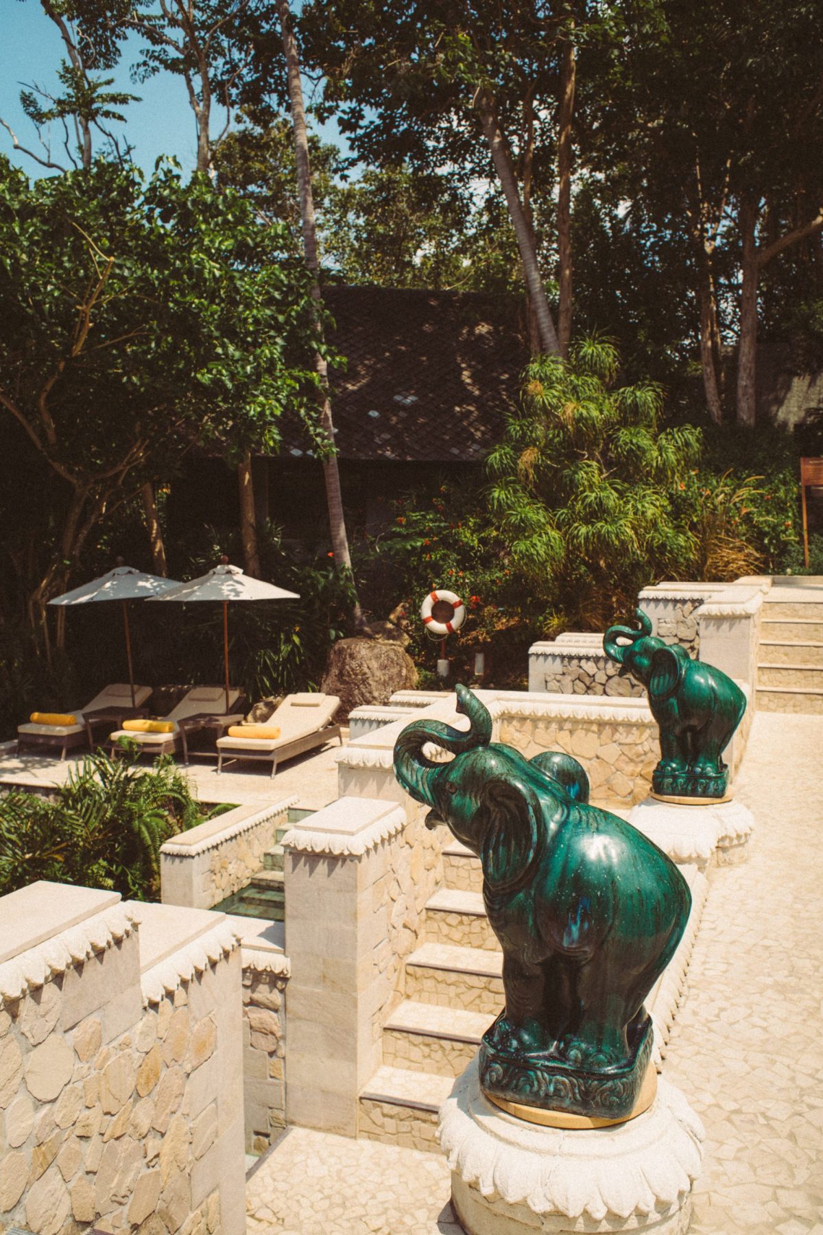 Kamalaya Koh Samui - Elephant Statues by the Leisure Pool